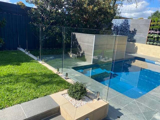 Frameless Fence Custom rake and corner