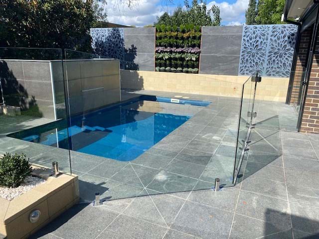 Frameless Fence Custom rake and corner
