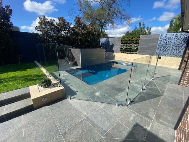 Frameless Fence Custom rake and corner