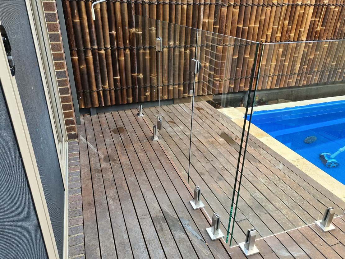 Frameless fence with custom panel Ascot Vale